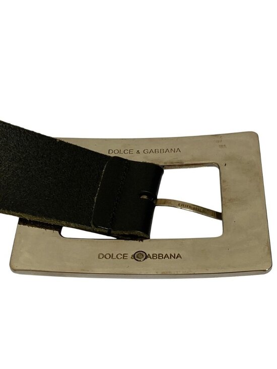 Dolce & Gabbana Square Buckle Leather Belt 90 cm Black Silver main image 5